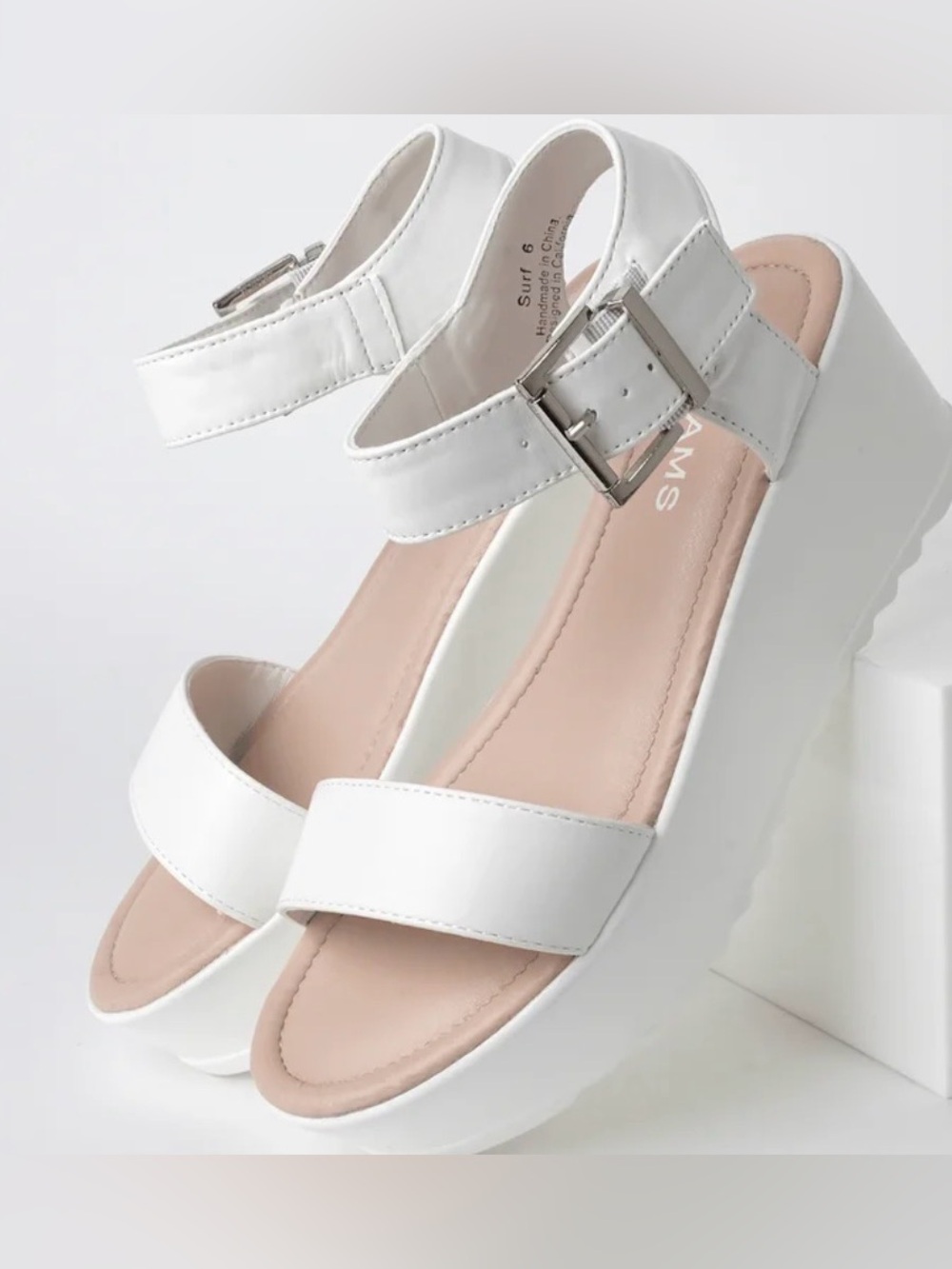 J ADAMS SIZE 10 White Women's Platform Sandals with Ankle Strap